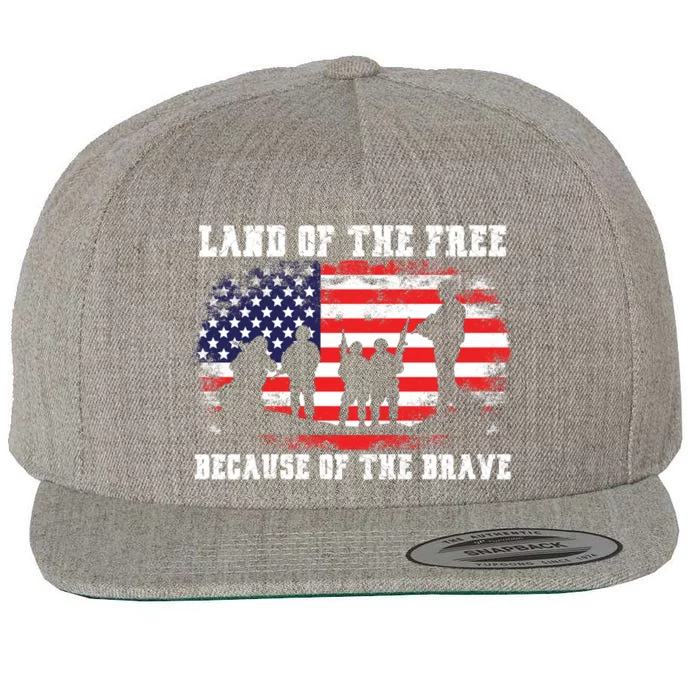 Land Of The Free Because Of The Brave American Flag Cool Gift Wool Snapback Cap