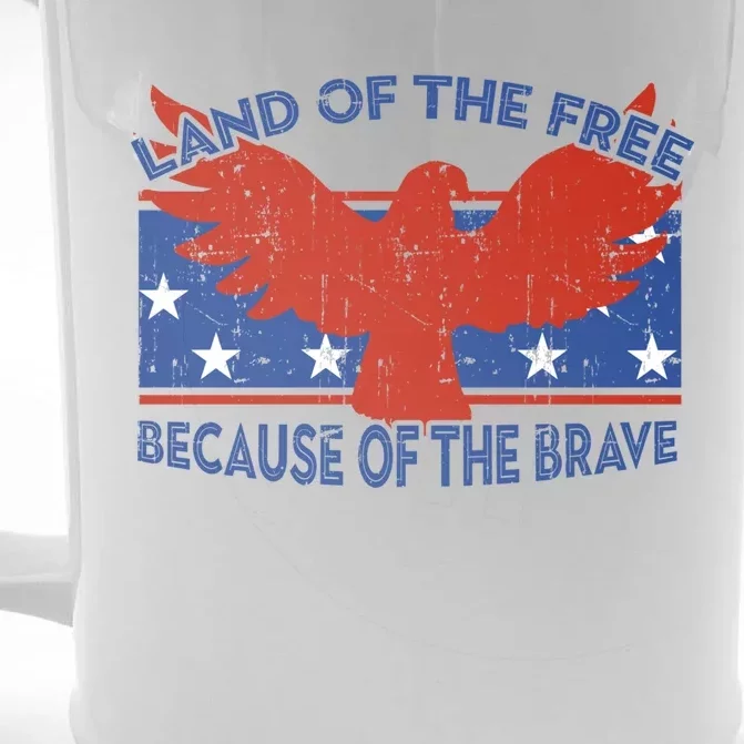 Land Of The Free Because Of The Brave Eagle 4th Of July Cool Gift Front & Back Beer Stein