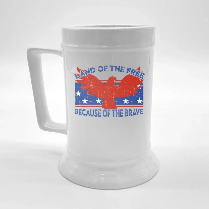 Land Of The Free Because Of The Brave Eagle 4th Of July Cool Gift Front & Back Beer Stein