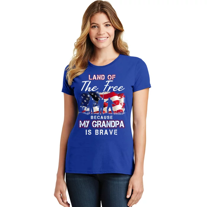 Land Of The Free Because My Grandpa Is Brave Gift Women's T-Shirt