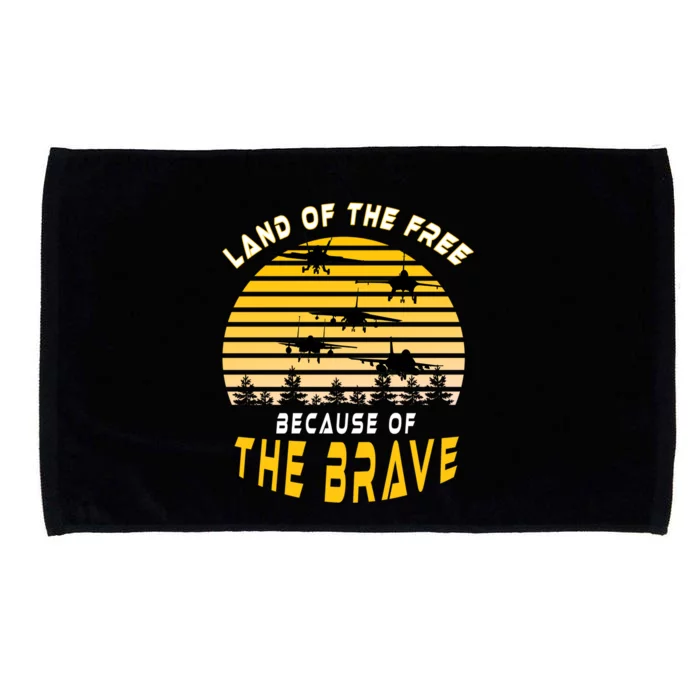 Land Of The Free Because Of The Brave Air Force Dad Gift Microfiber Hand Towel