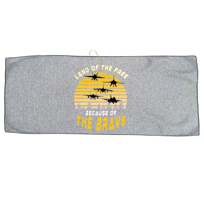 Land Of The Free Because Of The Brave Air Force Dad Gift Large Microfiber Waffle Golf Towel