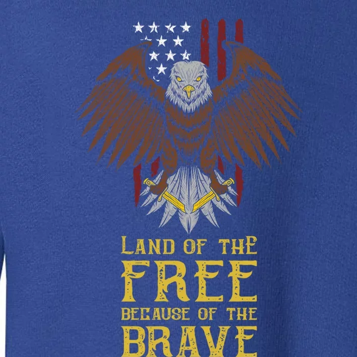 Land Of The Free Because Of The Brave Eagle Over Flag Gift Toddler Sweatshirt