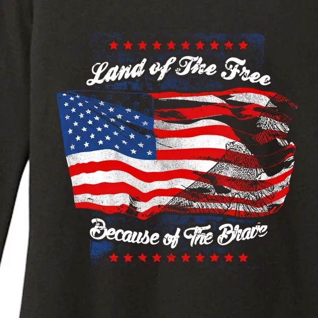 Land Of The Free Because Of The Brave Patriotic 4th Of July Cute Gift Womens CVC Long Sleeve Shirt