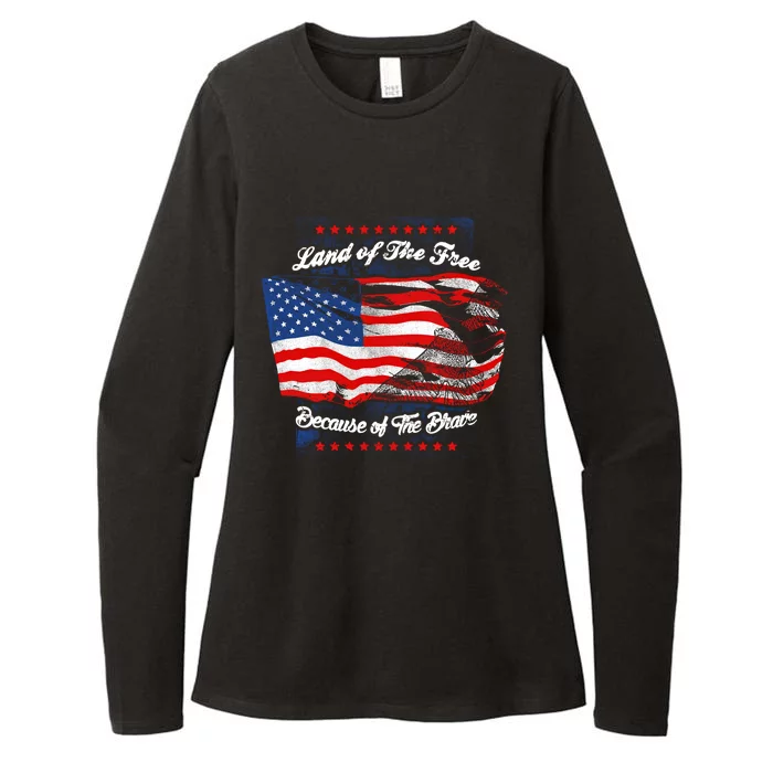 Land Of The Free Because Of The Brave Patriotic 4th Of July Cute Gift Womens CVC Long Sleeve Shirt