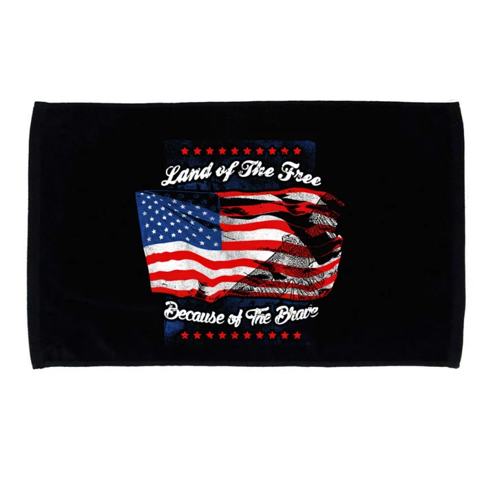 Land Of The Free Because Of The Brave Patriotic 4th Of July Cute Gift Microfiber Hand Towel