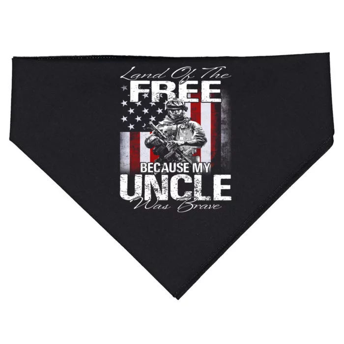 Land Of The Free Because My Uncle Is Brave Veteran Gift USA-Made Doggie Bandana