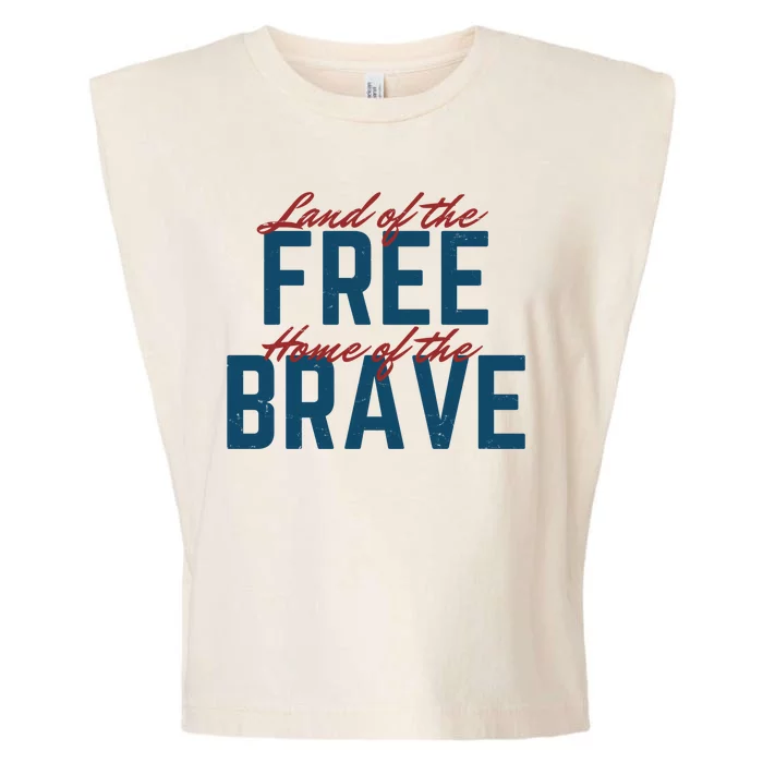 Land Of The Free Home Of The Brave Vintage Garment-Dyed Women's Muscle Tee