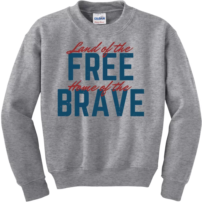 Land Of The Free Home Of The Brave Vintage Kids Sweatshirt