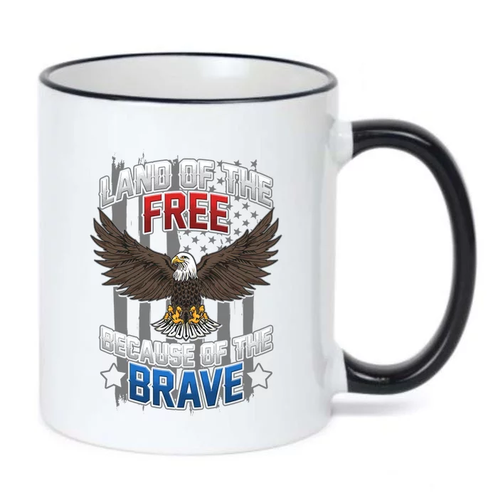 Land Of The Free Because Of The Brave July 4th Veteran's Day Cool Gift Black Color Changing Mug