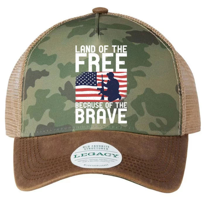 Land Of The Free Because Of The Brave Memorial Day Funny Gift Legacy Tie Dye Trucker Hat