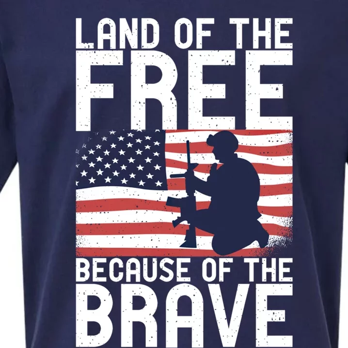 Land Of The Free Because Of The Brave Memorial Day Funny Gift Sueded Cloud Jersey T-Shirt