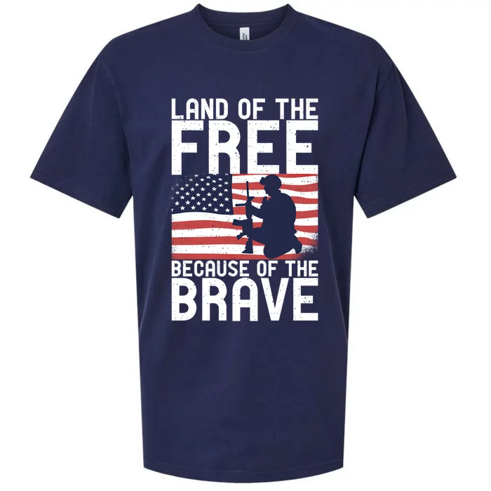 Land Of The Free Because Of The Brave Memorial Day Funny Gift Sueded Cloud Jersey T-Shirt