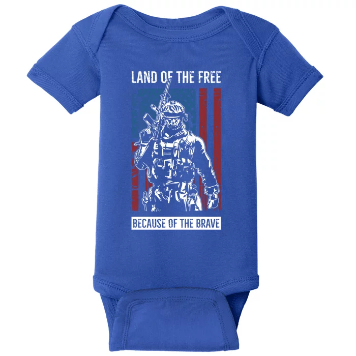 Land Of The Free Because Of The Brave Memorial Day Usa Flag Cute Gift Baby Bodysuit