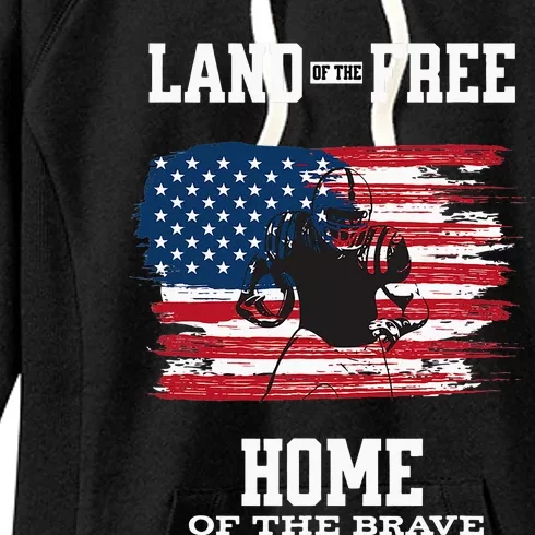 Land Of The Free Home Of The Brave - American Football Pride Women's Fleece Hoodie