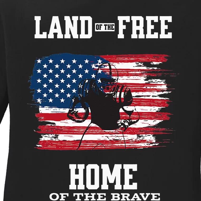 Land Of The Free Home Of The Brave - American Football Pride Ladies Long Sleeve Shirt