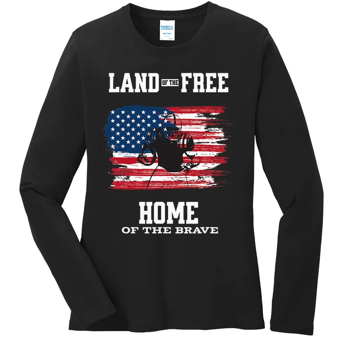 Land Of The Free Home Of The Brave - American Football Pride Ladies Long Sleeve Shirt