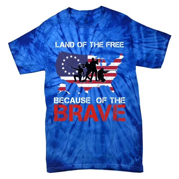 Land Of The Free Because Of The Brave Betsy Ross Flag Gift Tie-Dye T-Shirt