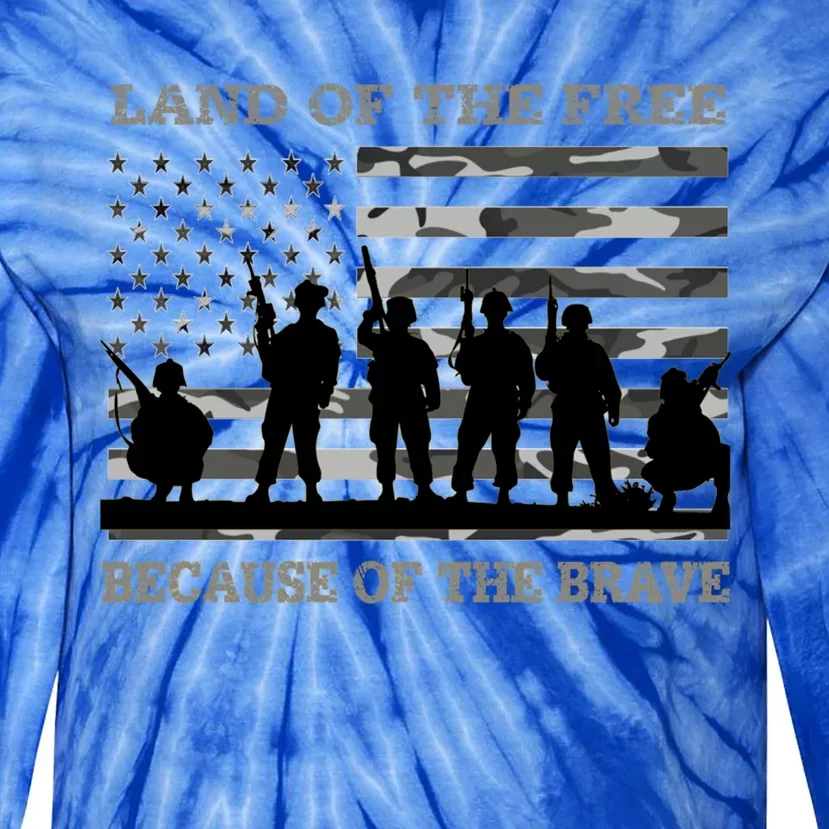 Land Of The Free Because Of The Brave Urban Camo Troops Gift Tie-Dye Long Sleeve Shirt