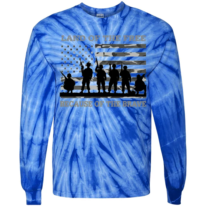 Land Of The Free Because Of The Brave Urban Camo Troops Gift Tie-Dye Long Sleeve Shirt