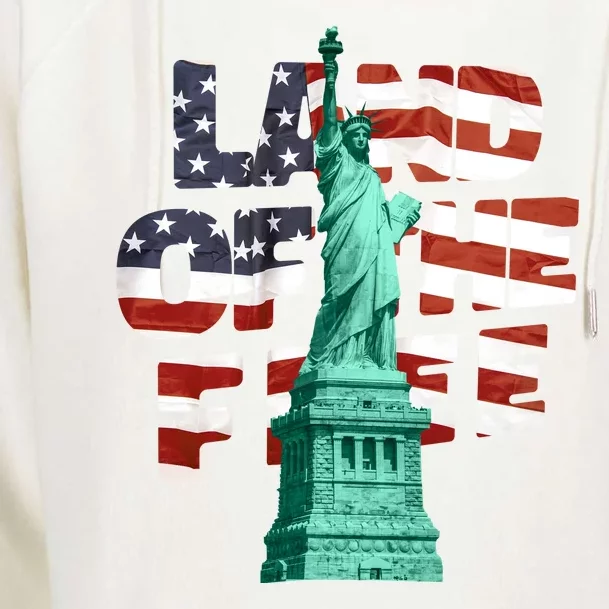 Land Of The Free Statue Of Liberty American Flag Womens Funnel Neck Pullover Hood