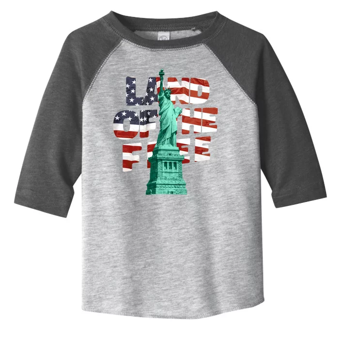 Land Of The Free Statue Of Liberty American Flag Toddler Fine Jersey T-Shirt