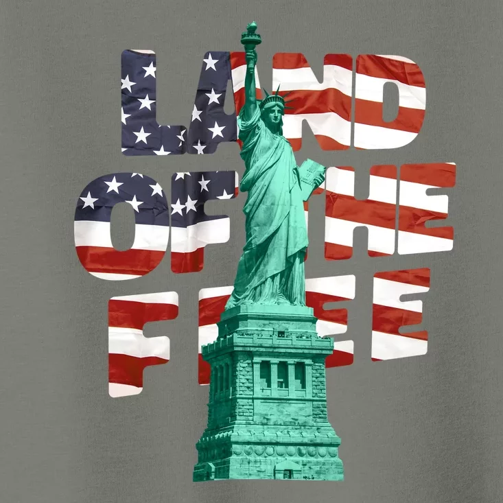 Land Of The Free Statue Of Liberty American Flag Toddler T-Shirt