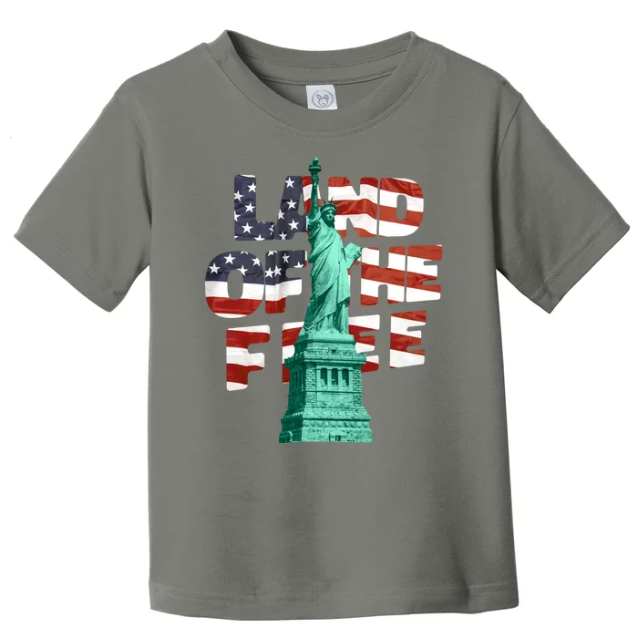 Land Of The Free Statue Of Liberty American Flag Toddler T-Shirt