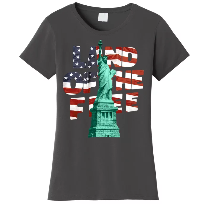 Land Of The Free Statue Of Liberty American Flag Women's T-Shirt