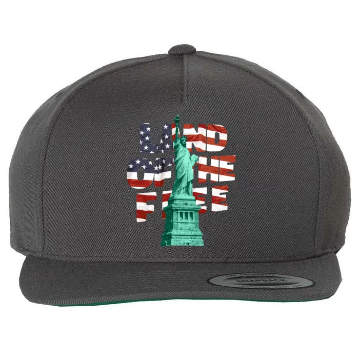 Land Of The Free Statue Of Liberty American Flag Wool Snapback Cap