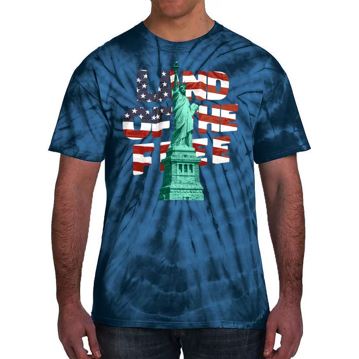 Land Of The Free Statue Of Liberty American Flag Tie-Dye T-Shirt