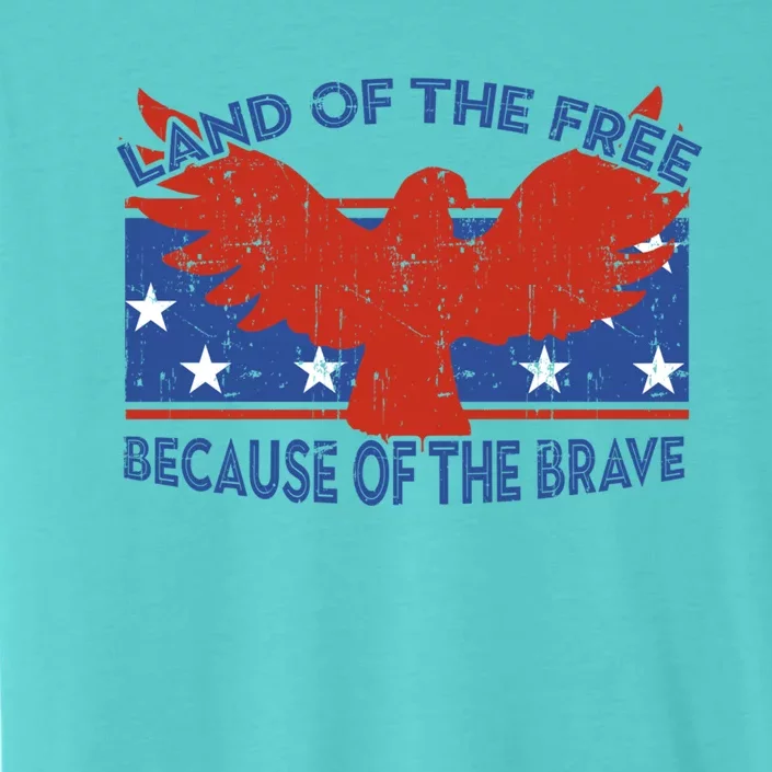 Land Of The Free Because Of The Brave Eagle 4th Of July Gift ChromaSoft Performance T-Shirt