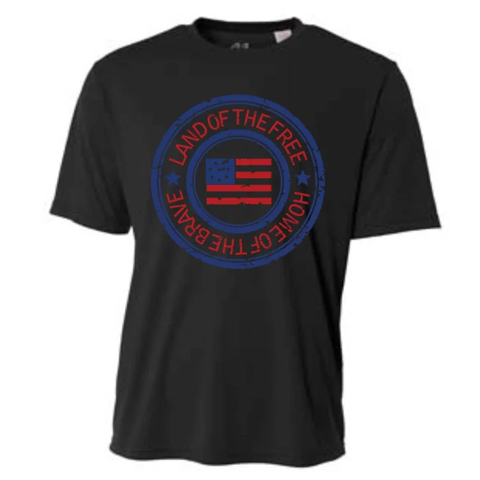 Land Of The Free Home Of The Brave Distressed Cool Gift Cooling Performance Crew T-Shirt