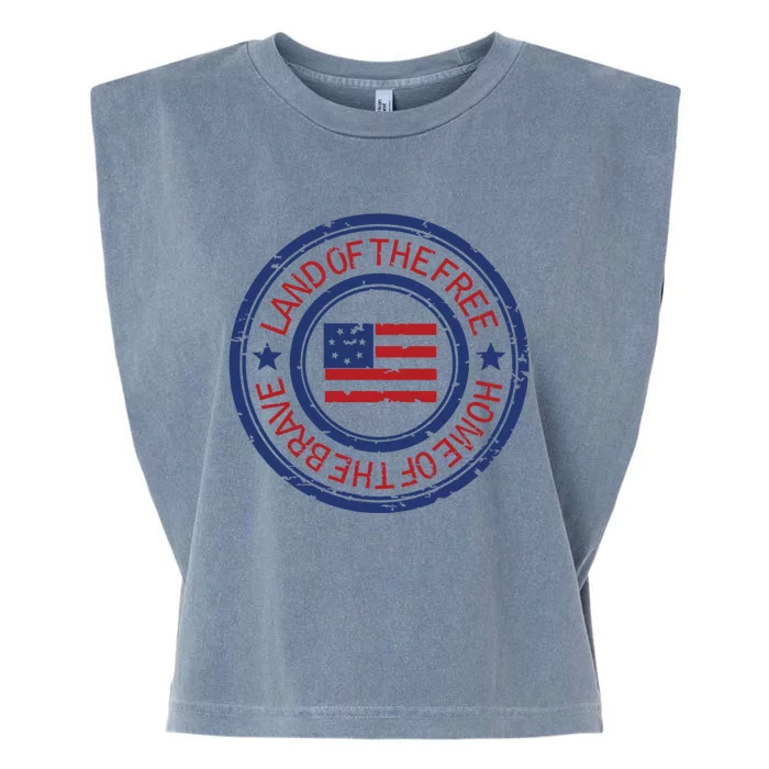 Land Of The Free Home Of The Brave Distressed Cool Gift Garment-Dyed Women's Muscle Tee