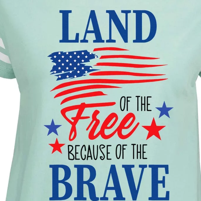 Land Of The Free Because Of The Brave America Flag Lover Enza Ladies Jersey Football T-Shirt