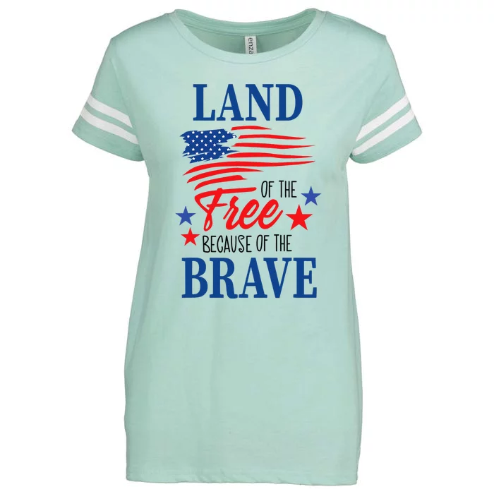 Land Of The Free Because Of The Brave America Flag Lover Enza Ladies Jersey Football T-Shirt