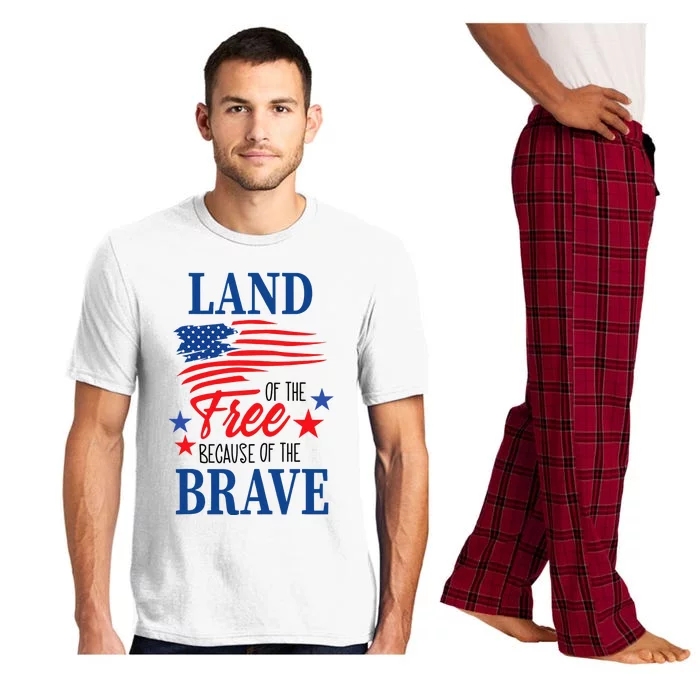 Land Of The Free Because Of The Brave America Flag Lover Pajama Set