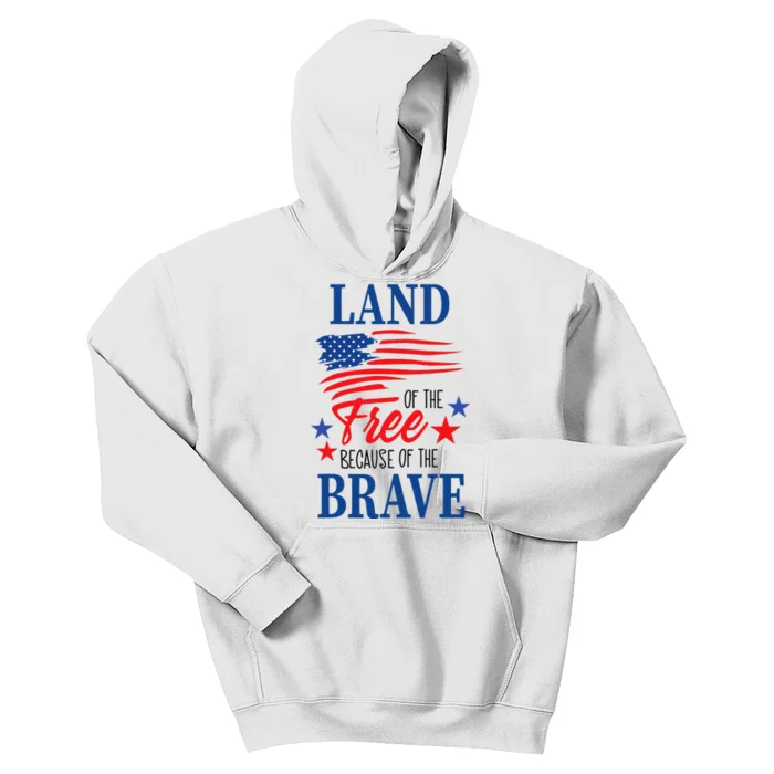 Land Of The Free Because Of The Brave America Flag Lover Kids Hoodie