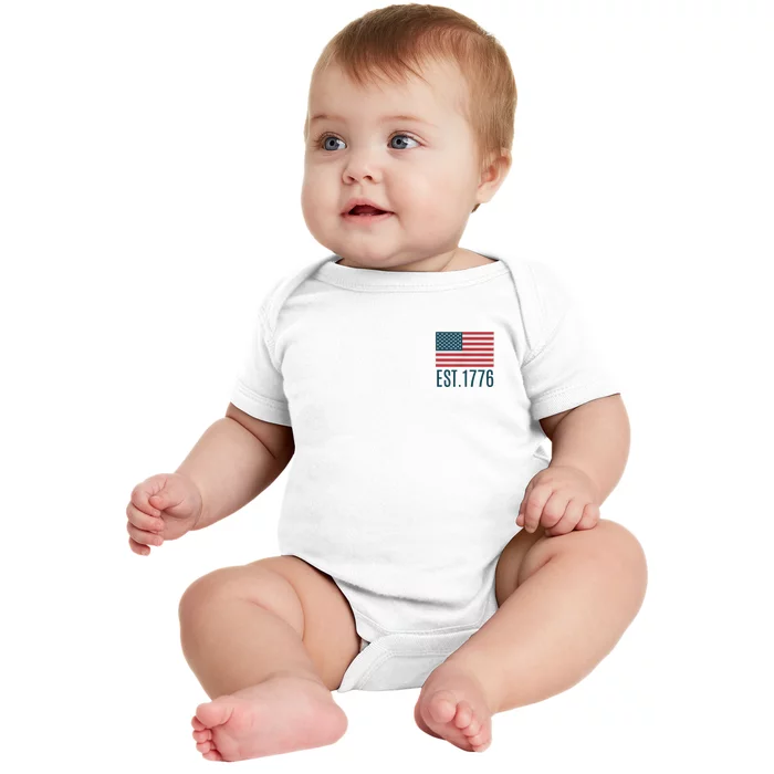 Land Of The Free Because Of The Brave (2sided Front+Back) Gift Baby Bodysuit