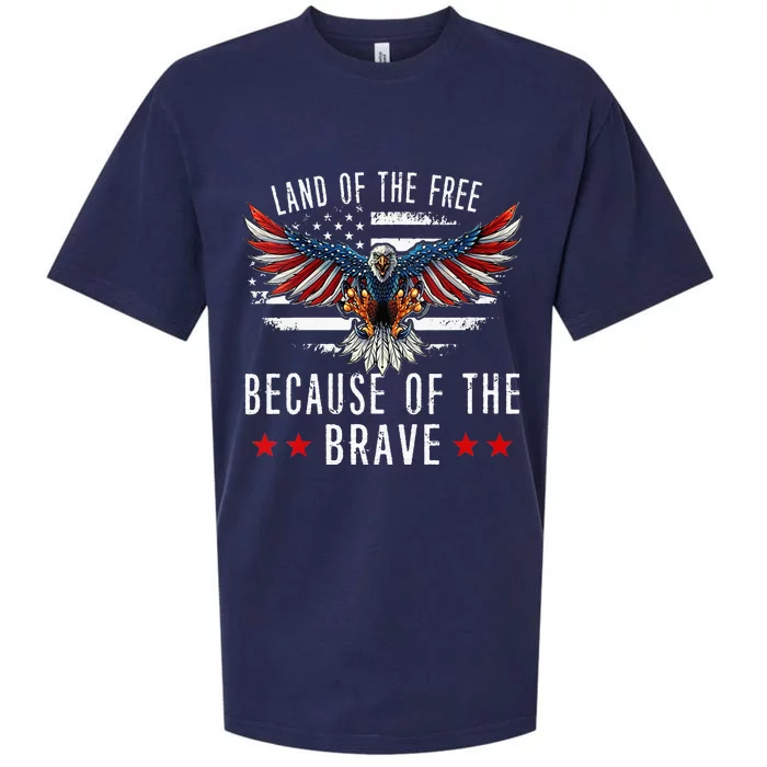 Land of the Free,Because of the Brave Memorial Day Patriotic Sueded Cloud Jersey T-Shirt