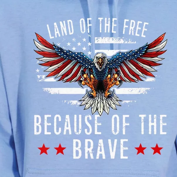 Land of the Free,Because of the Brave Memorial Day Patriotic Unisex Surf Hoodie