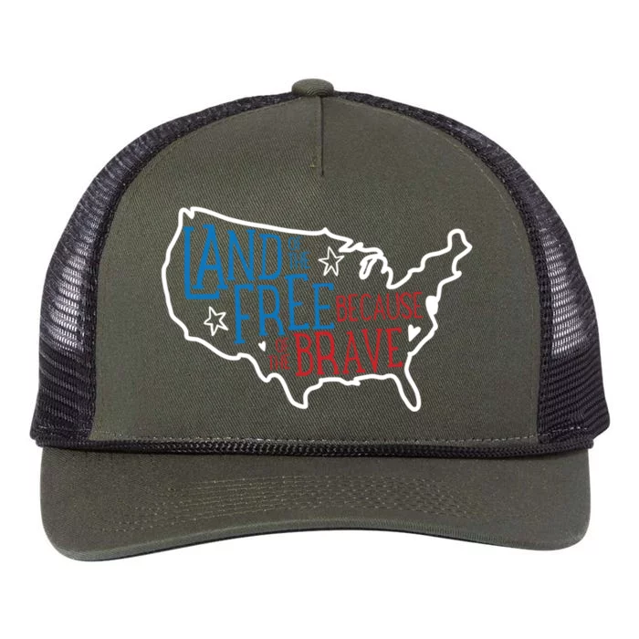 Land Of The Free Because Of The Brave Independence Day Gift Retro Rope Trucker Hat Cap