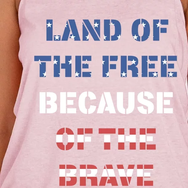 Land Of The Free Because Of The Brave Stars And Stripes Gift Women's Knotted Racerback Tank