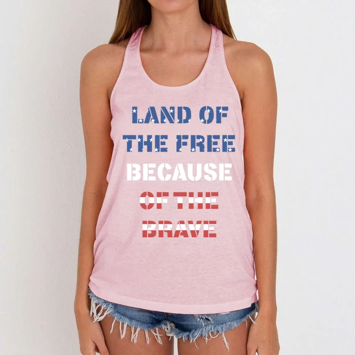 Land Of The Free Because Of The Brave Stars And Stripes Gift Women's Knotted Racerback Tank