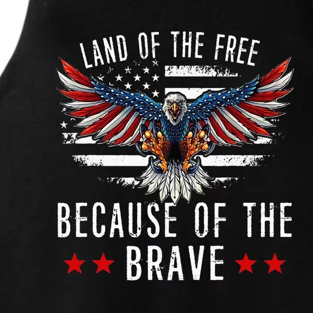 Land Of The FreeBecause Of The Brave Memorial Day Patriotic Ladies Tri-Blend Wicking Tank