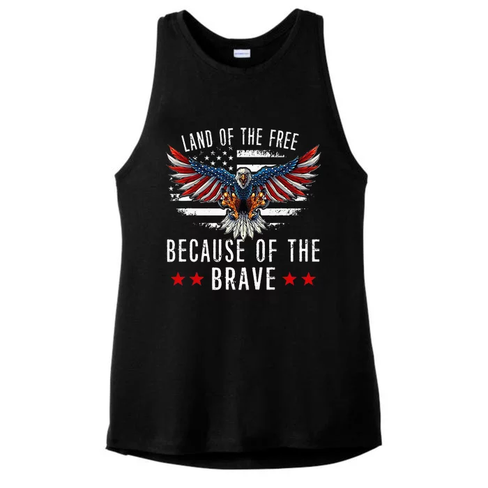 Land Of The FreeBecause Of The Brave Memorial Day Patriotic Ladies Tri-Blend Wicking Tank