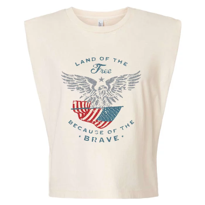 Land of the Free America Eagle 4th of July Gifts Garment-Dyed Women's Muscle Tee