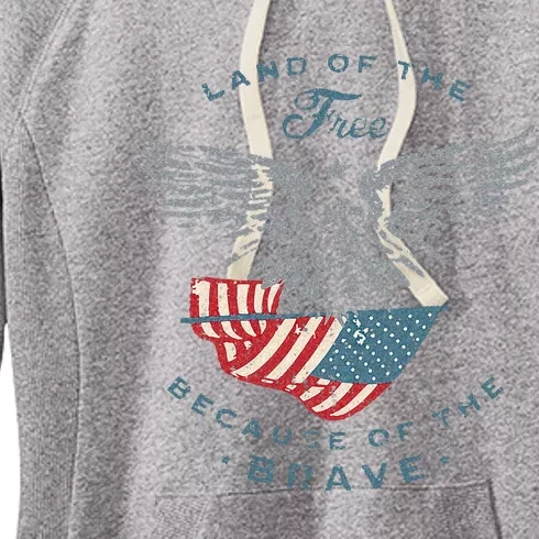 Land of the Free America Eagle 4th of July Gifts Women's Fleece Hoodie