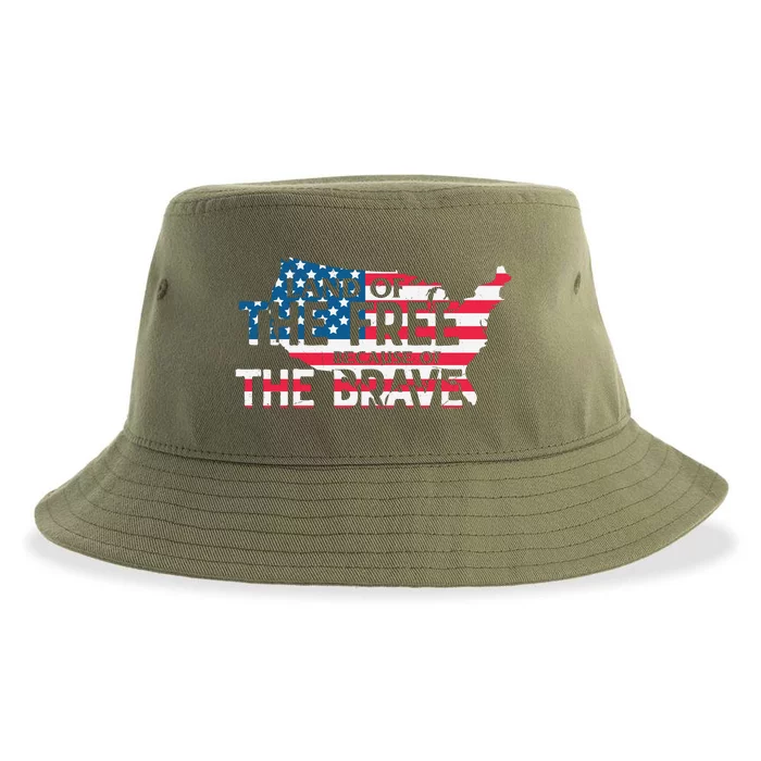 Land Of The Free Because Of The Brave Plus Size Clothes For Men, Women, Family Sustainable Bucket Hat