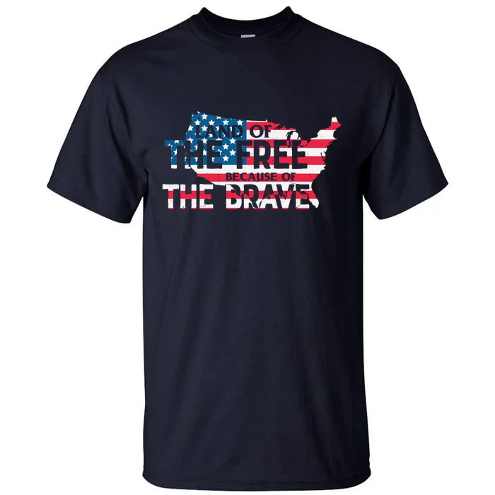 Land Of The Free Because Of The Brave Plus Size Clothes For Men, Women, Family Tall T-Shirt